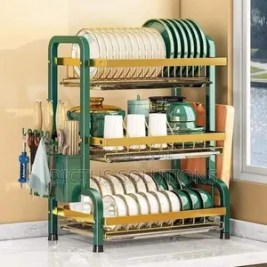 3 Layers Dish Plate and Spoon Rack Organizer