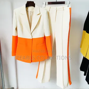 Women Orange Color Official Suit 2pc Set