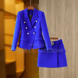 Women Blue Official Suit 2pc Set (Skirt Suit)