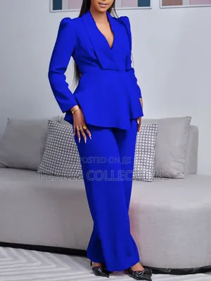 Women Blue Official Suit 2pc Set (Skirt Suit)