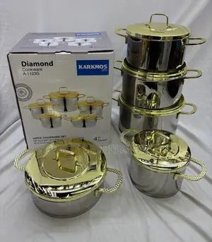 Korkmaz Turkish Stainless Pot With Gold Lid