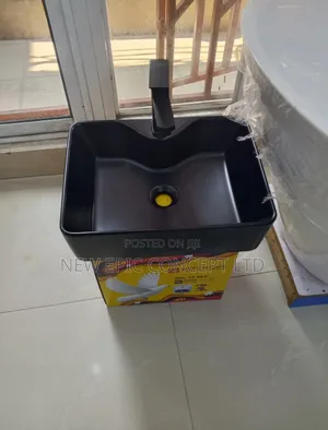 Black Top Wash Hand Basin With Tap