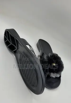 Black Fur Inspires Women's Slippers 39