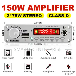 Car Amplifier Bluetooth 12v Microphon Fm Radio Audio Music Player