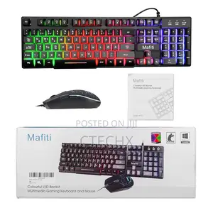 Mafiti Keyboard And Mouse Set, Rainbow Colours For Gaming And Office