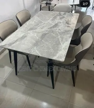 Plain Leather Dinning Chairs and Table
