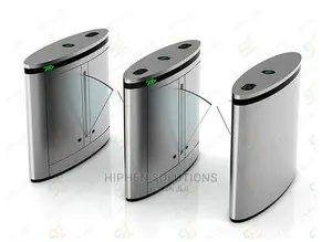 Silver Full Automatic Bridge Pedestrian Flap Barrier Gate With Mass