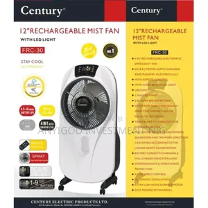 Century 12" Rechargeable Mist Fan With Led Light