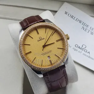 Omega-Inspired Chronometer Automatic Watch With Leather Strap