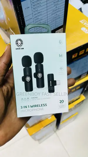 Green Lion 3 in 1 Wireless Microphone, Type-C Lightning, Aux