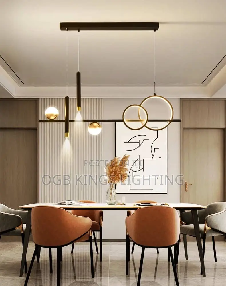 Nordic Ring Design Ceiling Chandeliers Dimmable for Table Dining Room