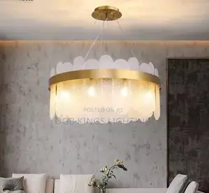 Luxury Crystal Glass Chandelier Modern Gold Ring Pendant Lamp Hotel