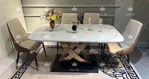 Quality Turkish 6 Seaters Marble Dinning With Executive Leather Chair