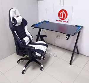 Gaming Desk With Led Lights and Furgle Gaming Chair