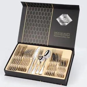 24pcs Golden Tableware Set Light Luxury Stainless Steel Cutlery Fork