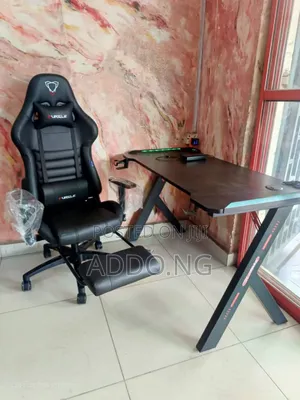 Home and Office Gaming Desk With Led Lights and Furgle Gaming Chair