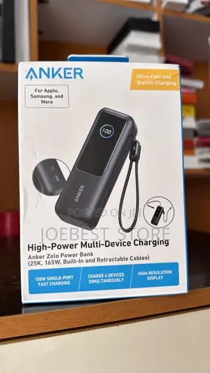 Anker Power Bank [25,000mah, 165w, Built-in and Retractable Cables]