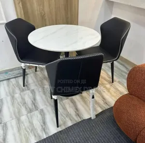 3 Seater Black Thread Chair Dinning Chair and Marble Table