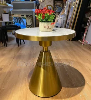 Gold Frame Marble Top Side Stool
