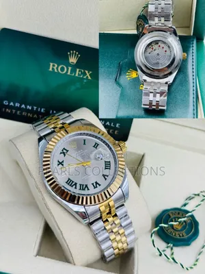 Automatic Rolex Watch Silver and Gold Chain