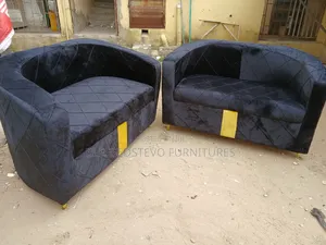 Double Sofa Chair Black and Touch of Gold