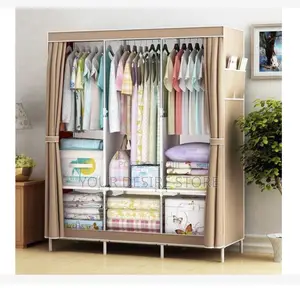 Classy 3 Column Mobile Steel Wardrobe Closet(Brown)