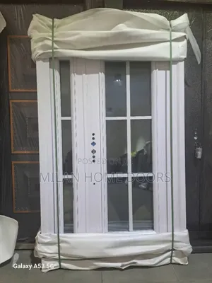 4ft French Glass Ante Room Glass Door Gray and White