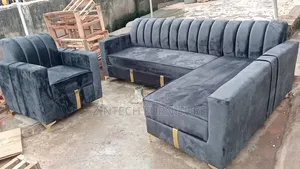 Quality Gray L Shape Sofas and a Single Seater