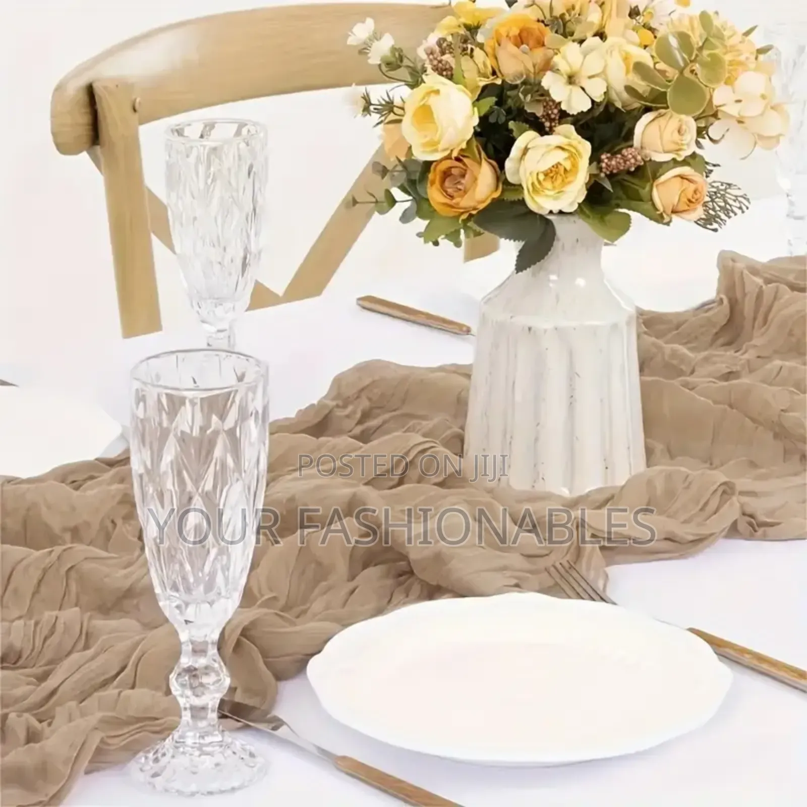 Brown Ruffled Table Runner