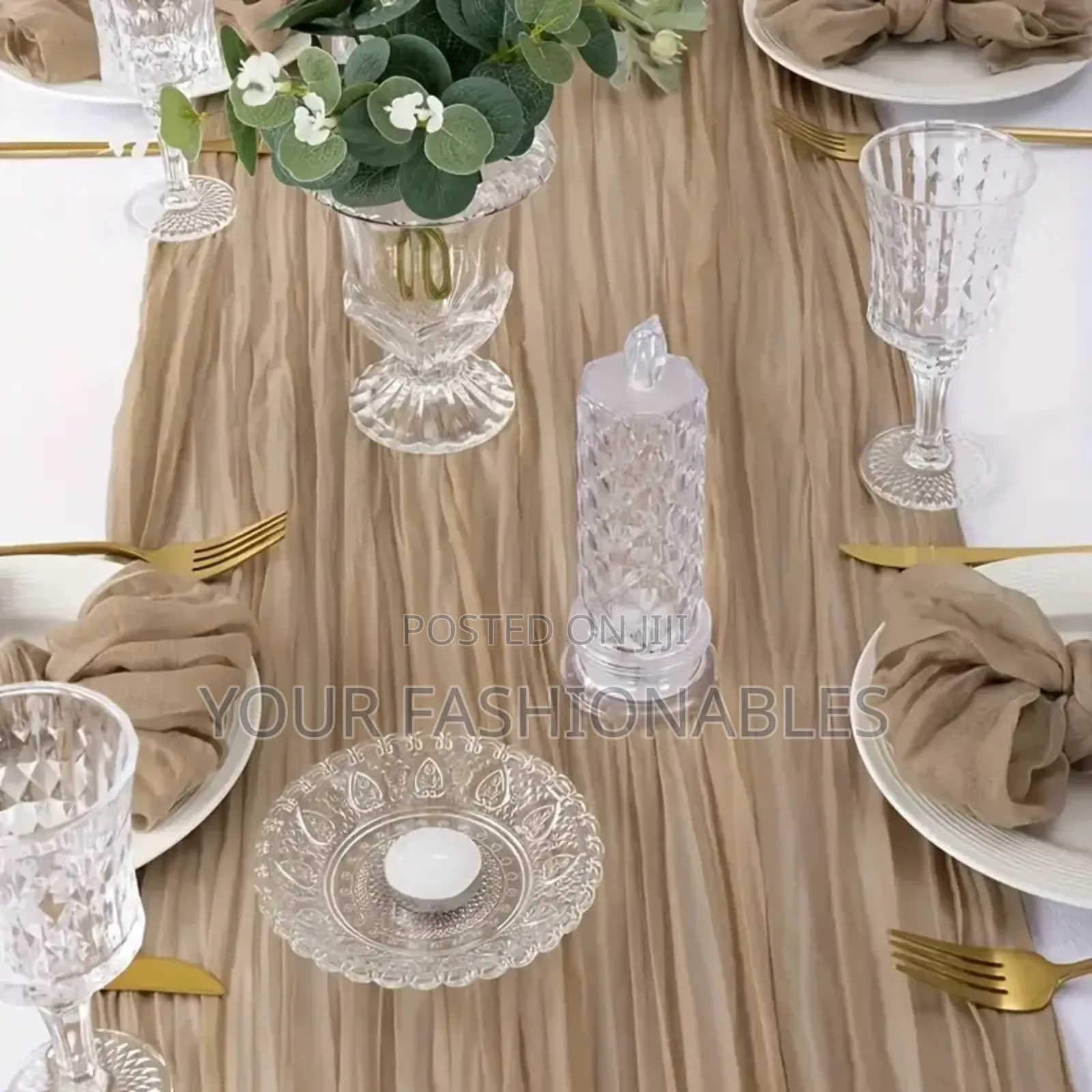 Brown Ruffled Table Runner