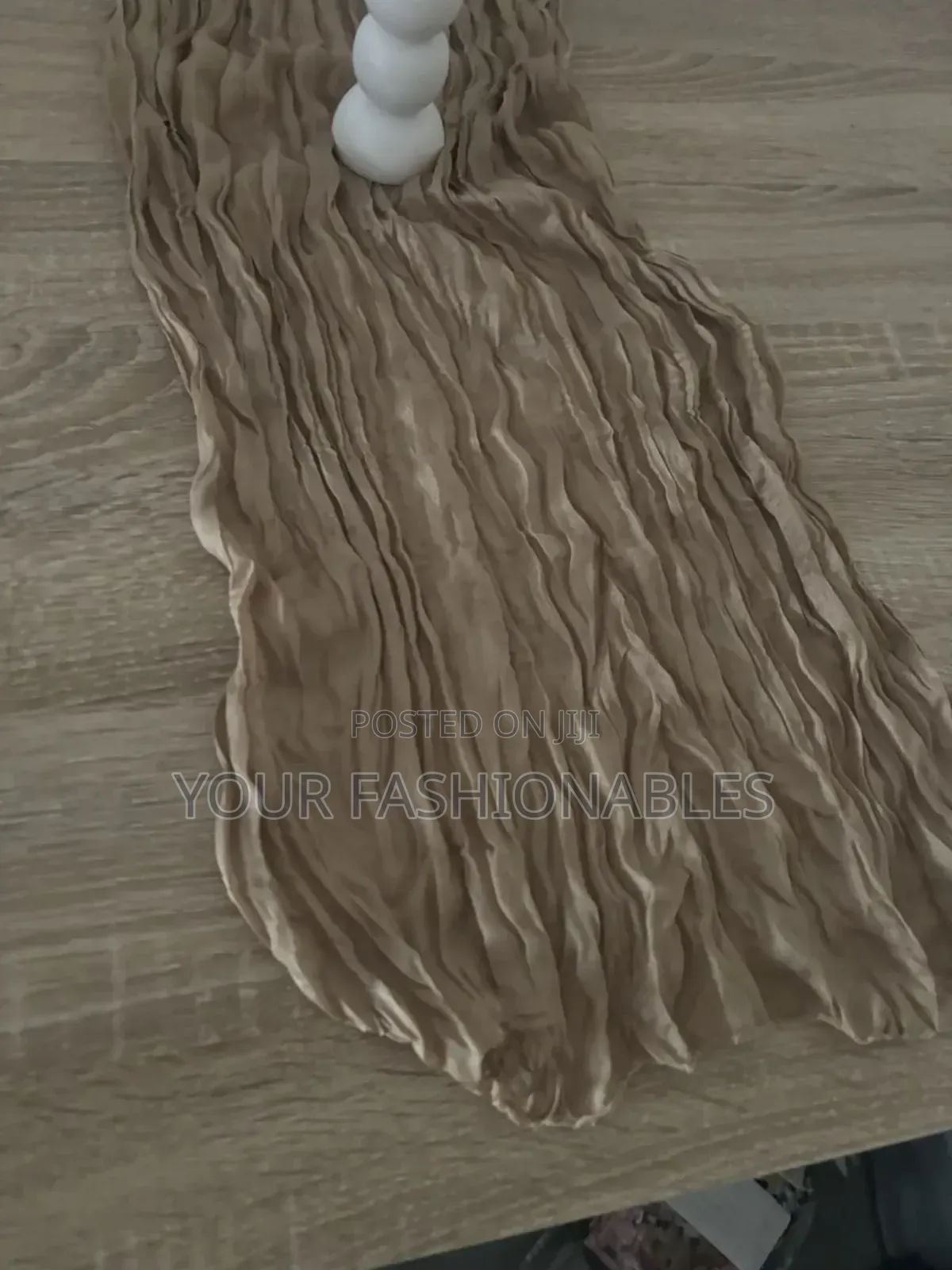 Brown Ruffled Table Runner