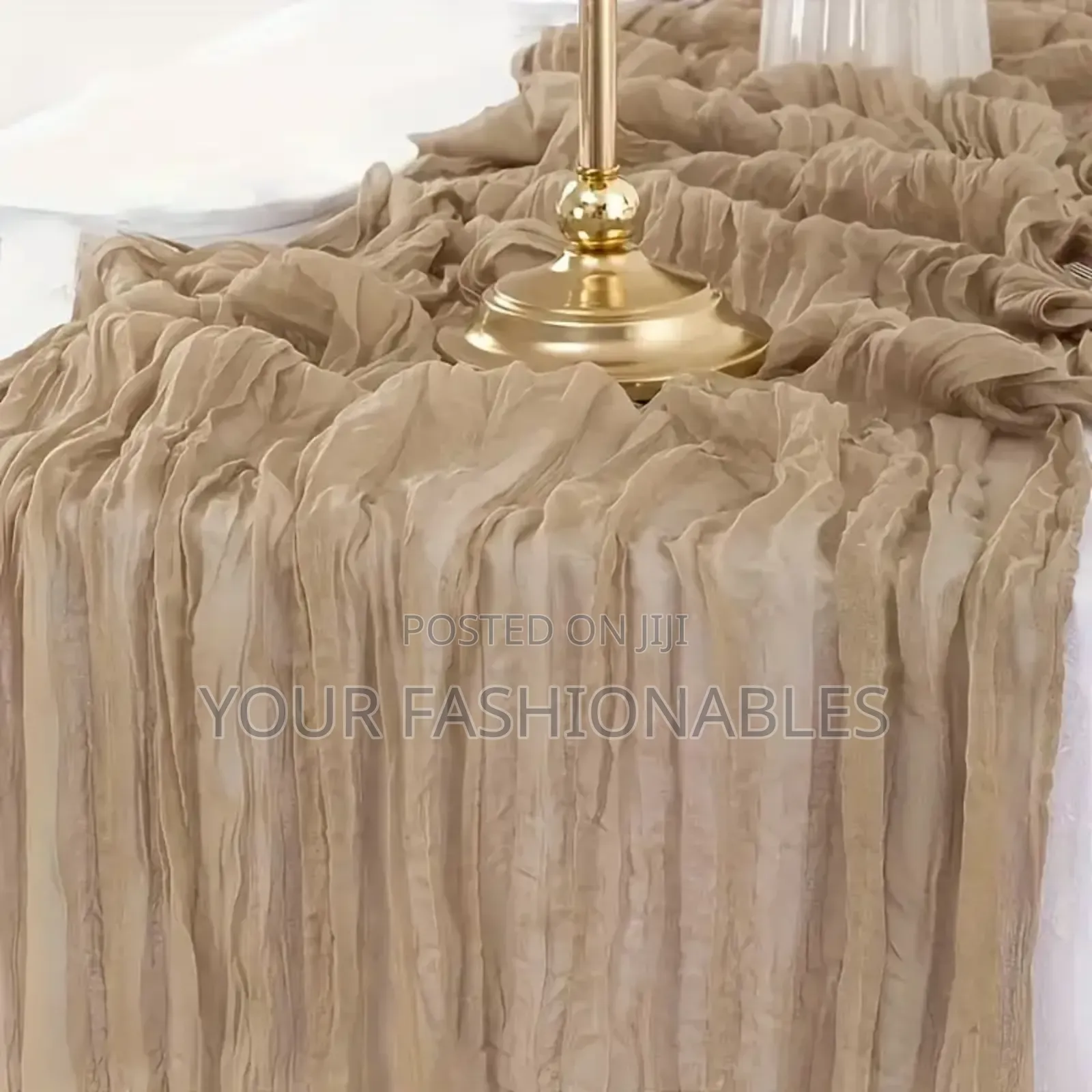 Brown Ruffled Table Runner
