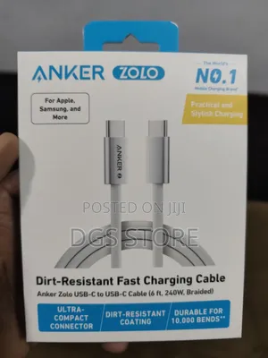Anker Zolo Usb C to Usb C 6ft 240w Braided Cable