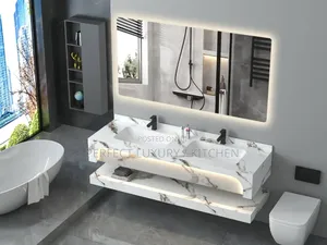 Led Lights Double Marble Cabinets With Led Lights Mirror