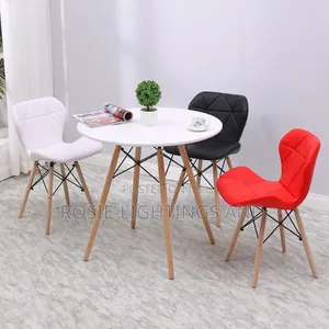MDF Wooden Round 80cm X 80cm Dinning Table and Multi- Coloured Chairs