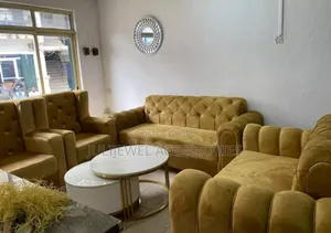 Classic Foreign Sofa Chair Set, Gold Color Fabric