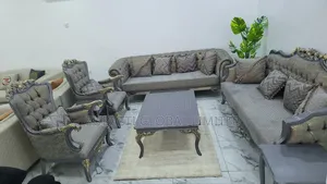 8 Seaters Royal Antique Sofa With Center Table and Side Stool Table