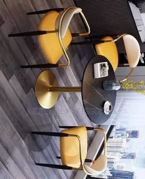Classic Yellow Chairs Set With Table