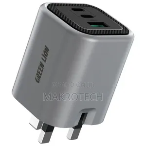 Green Lion Premium Series Foldable Wall Charger Uk Plug Pd 65w - Gray