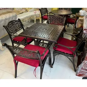 Cast Aluminum Outdoor Patio Square Dining Table With 4 Chairs