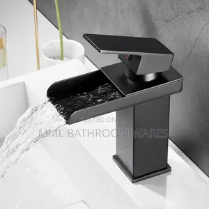 Black Half-Cut Waterfall Basin Mixer