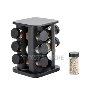 12 Jars Rotating Spice Rack Organizer Square Shape.