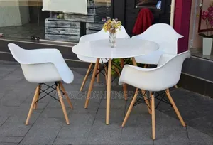 Aesthetic MDF Dinning Table × 4 Chairs With Armrest Support