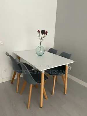 Aesthetic MDF Rectangular Dinning Table 4gray Chairs