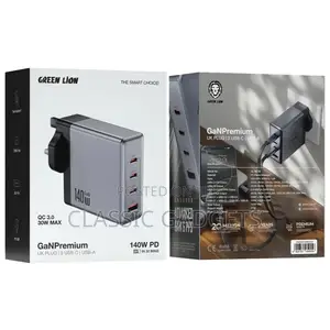 Green Lion Gan Premium Uk Plug Wall Charger 140w - Gray