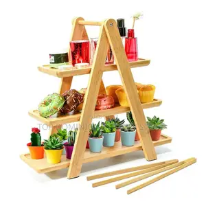 Multifunctional 3 Tier Wooden Buffet Platter