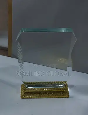 Glass Plaque With Golden Base