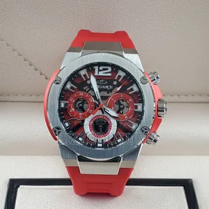 Original Elegance Red Rubber Strap, Chronograph, Mechanical Watch
