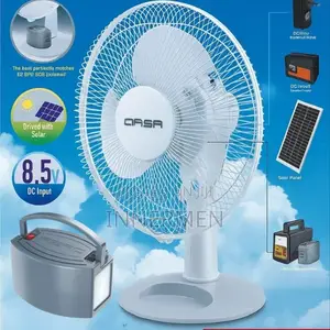 Qasa 12-Inch Ac/Dc Solar Table Fan Power Portable 12.8v Battery+20w