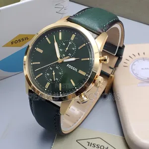 Authentic Fossil Green Leather Watch